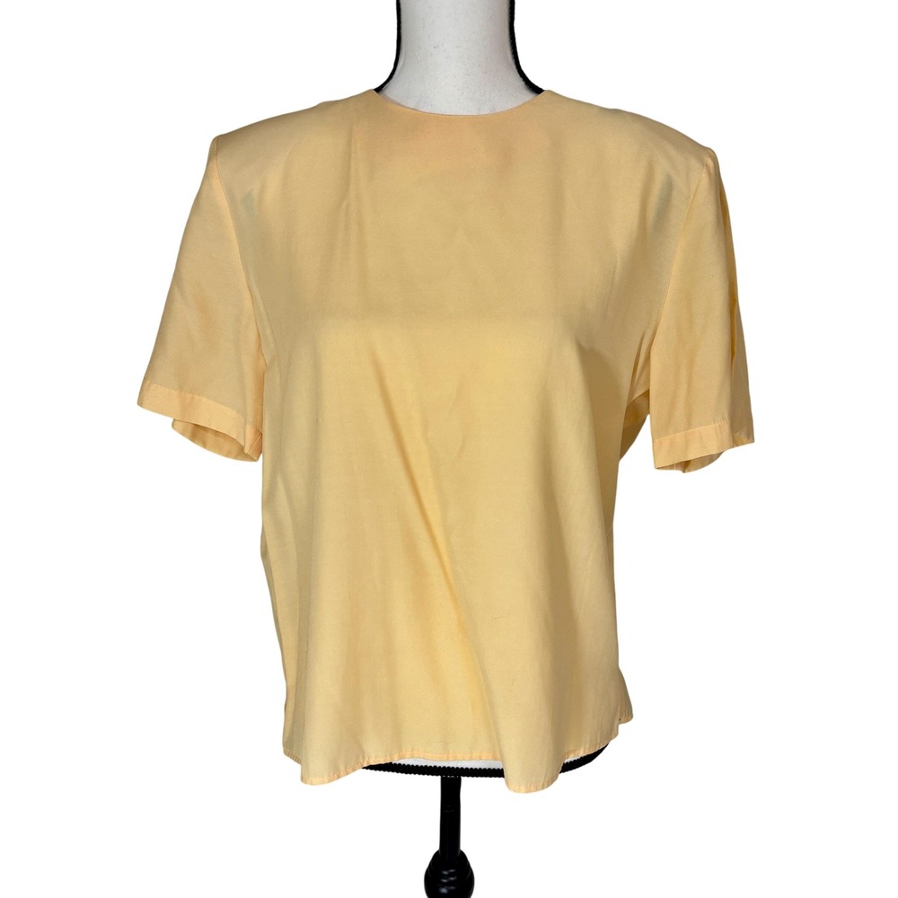 NWT Buttery Yellow 80s Summer‎ Short Sleeve Shirt Gloria Lance Women's Medium